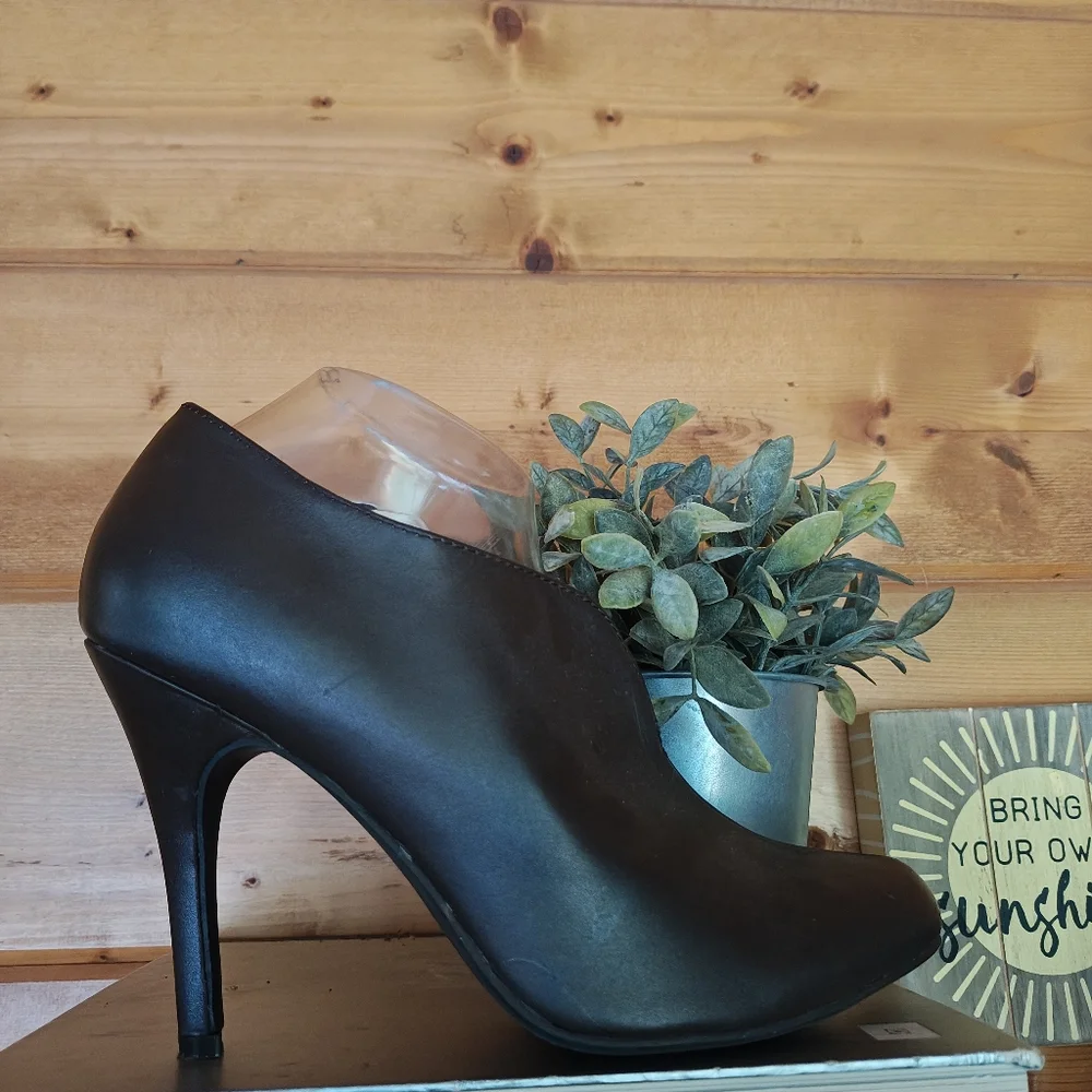 Colin Stuart Dark Brown Leather Stiletto Heeled Shoes Ankle Booties Pumps Sz 10B